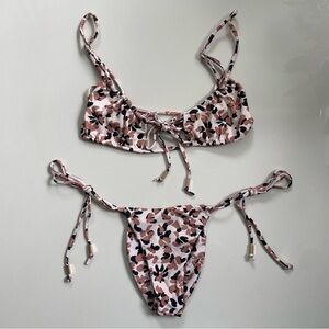 Juillet Pink Black Tie-Side Bikini Set